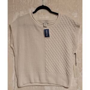Rachel Zoe Sweater Vest Women's Size XL Ivory Chenille Cap Sleeve Chunky Knit